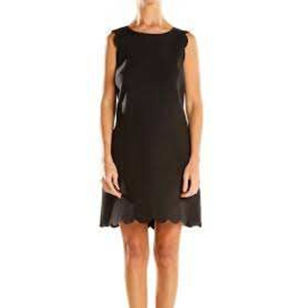 J.Crew‎ Black Dress Women 10 Basketweave Scallop Edge Career Cocktail Classic